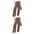 thumbnail image 3 of Sonducket Mujer verano primavera pantalones bolsillos sueltos Casual pierna ancha cintura alta elástico Vintage Oficina Streetwear café XXXL Café XXXL 2Conjunto, 3 of 6