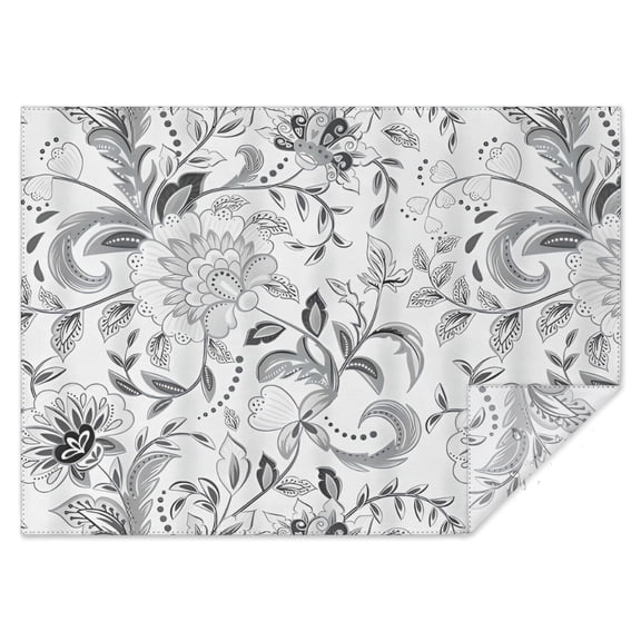 Gray Pioneer Flower Pattern Rectangle Tablecloth 60"x84",Waterproof Polyester Rectangle Table Cloth, Wipeable Spillproof Polyester Tablecloth for Dining, Camping, Indoor and Outdoor