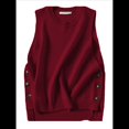thumbnail image 2 of Suéter Sin Mangas de Cuello Redondo para Mujer, Jersey de Punto Acanalado, Chaleco Rojo S, 2 of 7
