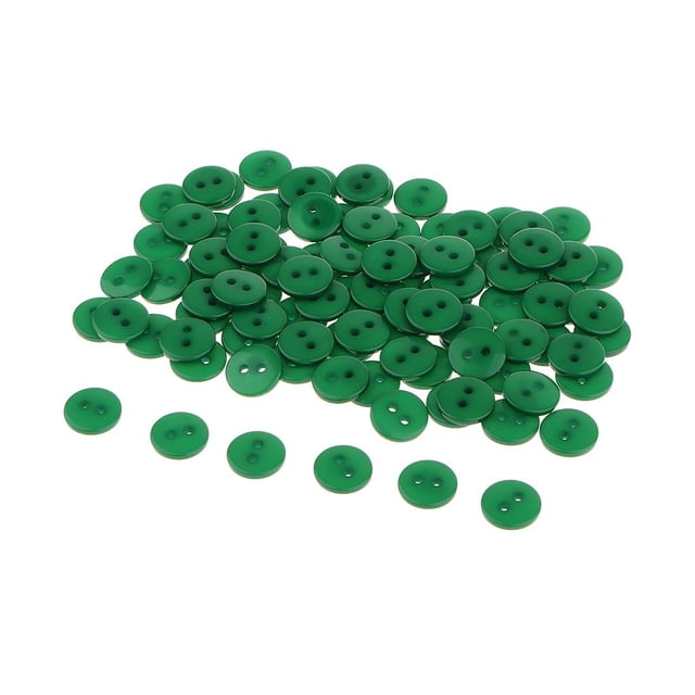 100 Candy color two-Holes Round Resin Button for Sewing Craft Scrapbook 1cm - Green