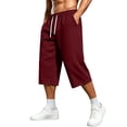 thumbnail image 2 of QSXADF Men's Capris Elastic Waist Drawstring Shorts Drawstring Pocket Sweatpants Elastic Waist 3/4 Length Gym Joggers Athletic Daily Mens Casual Trousers, 2 of 6