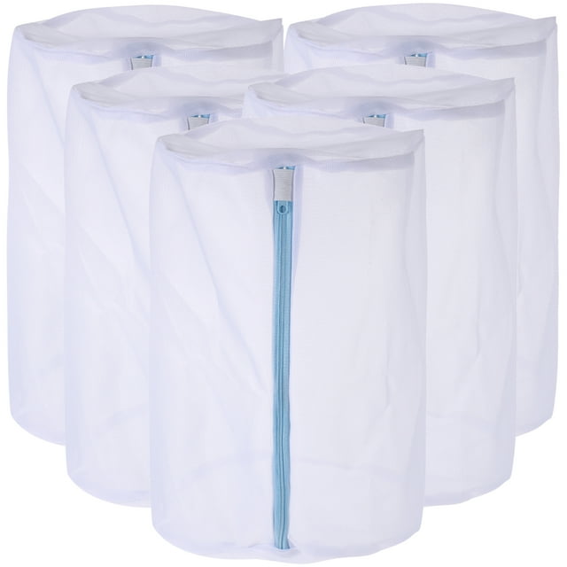 MasteelfCA 5pcs Fine Mesh Laundry Bag Cylinder Shaped Laundry Washing Bag Delicates Bag