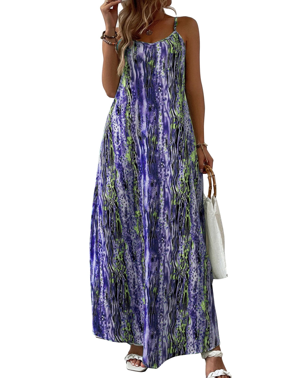 Maxi Dresses for Women Spaghetti Strap Sleeveless Sun Dresses Boho