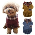 thumbnail image 1 of Cheers Pet Fake Two Pieces Plaid Pattern Lapel Sweater Autumn Winter Cat Dog Clothes, 1 of 2