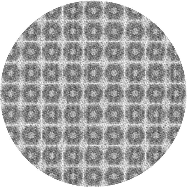 Ahgly Company Tapis Rond Lavable en Machine Intérieur Transitionnel Gris Argenté, 3 Pieds Rond