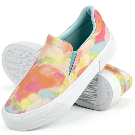 JENN ARDOR Women s Fashion Sneakers Classic Slip on Flat Shoes Comfortable Casual Walking Shoes Non-slip