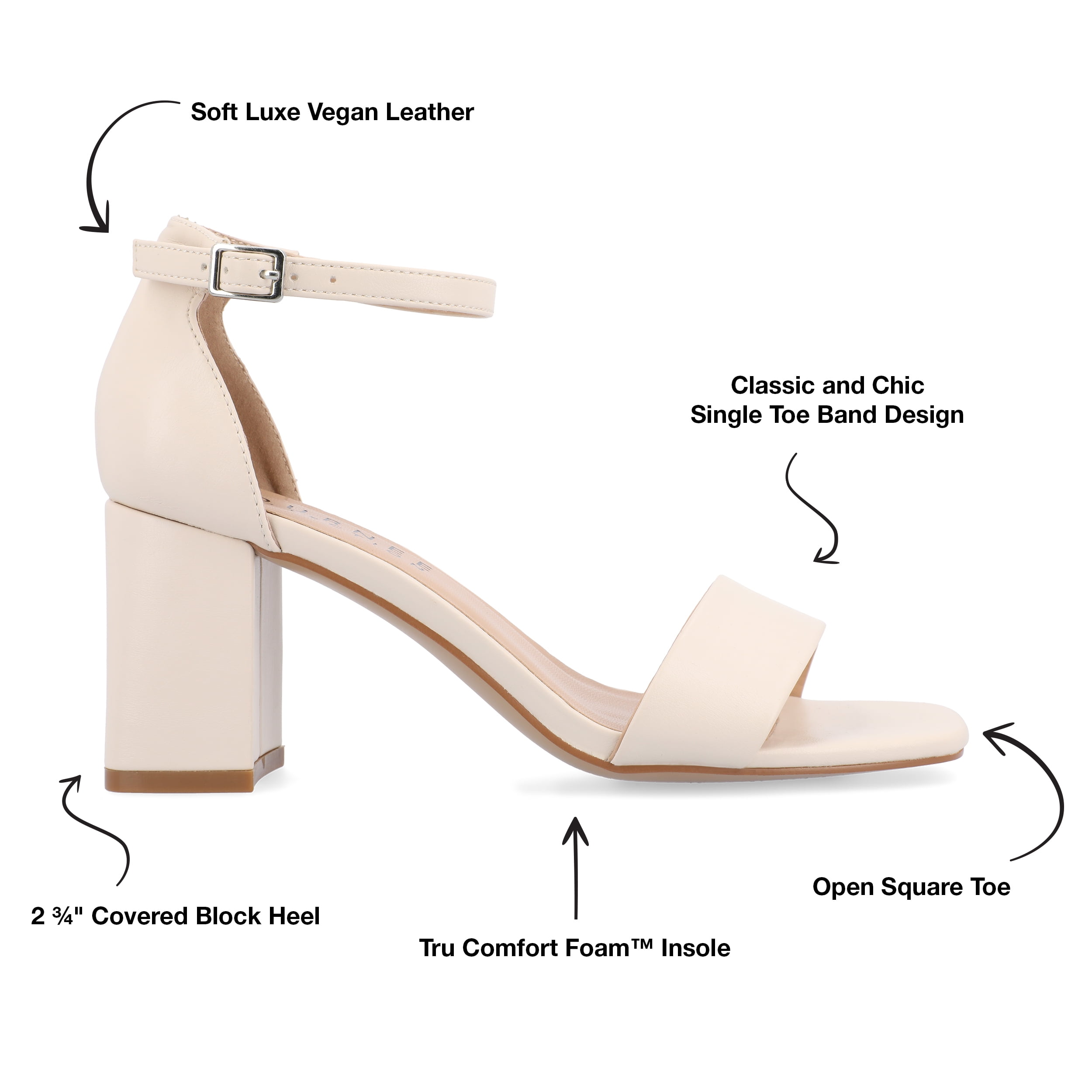 Journee Women's Valenncia SuperNatural Shades Narrow Width Open Square Toe Ankle Strap Sandals