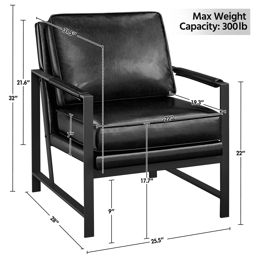 Renwick Mid-Century Modern Upholstered Faux Leather Slipper Chair, Black