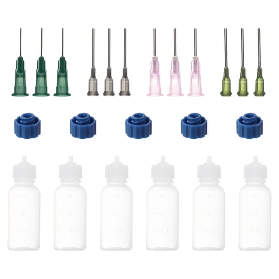 Uxcell 30ml Precision Applicator Bottles, 6Pcs Needle Tip Squeeze Bottle Small Squeeze Bottles Mini Needle Bottle