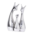 thumbnail image 1 of Figuras de la familia de ciervos, esculturas de animales, mobiliario creativo, estatua de cerámica, figura de escritorio para decoración, casa de 3 piezas de plata Soledad Estatuilla de animales, 1 of 10