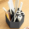 thumbnail image 6 of 360 Degree Rotating 6-grid Pen Holder Thick Plastic Large Capacity Classification Stationery Storage Box For Study Working Desk Use(Brown), 6 of 7