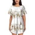 thumbnail image 1 of Xecao Western Desert Cowboys Pattern Women's Short Sleeve Pajama Set Soft Sleepwear Lounge Set with Button Front Top and Drawstring Shorts with Pockets-Medium, 1 of 6