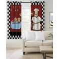 thumbnail image 2 of Chef Kitchen Curtains Cartoon Red Food Cooking Black White Buffalo Check Cafe Short Curtains for Bathroom Blackout Window Curtain Small Window Treatment Drapes for Bedroom Living Room 42"x45"x2, 2 of 9