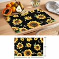 thumbnail image 6 of Sunflower Black Placemats Set of 12 Yellow Petals Floral Farmhouse Bee Place Mats Indoor Wipeable Table Mats Washable Cloth Dining Table Placemats for Kitchen Holiday Party Home Decor 13x19 Inch, 6 of 9