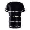 thumbnail image 6 of Women's Casual Tops Striped Casual Loose Fit Curved Hem Short Sleeve Shirts Summer Crew Neck Blouses (L, Black), 6 of 6