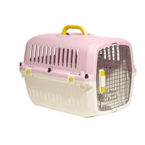 Oodles 24" Plastic Travel Pet Kennel, with Clip On Bowl, Pink