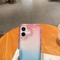 thumbnail image 6 of for iPhone 16 Case Clear, Transparent Hybrid Crystal iPhone 16 Phone Case [Hard Plastic & Soft Silicone Bumper] Acrylic Non-Yellowing Thin Slim Protective Cover for Women, Pink+Blue, 6 of 10