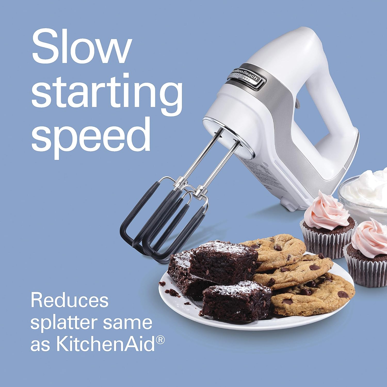 7-Speed Digital Hand Mixer with DC Motor, Slow Start, Snap-On Case, Soft-Scrape Beaters, Whisk, Dough Hooks, Matte Black