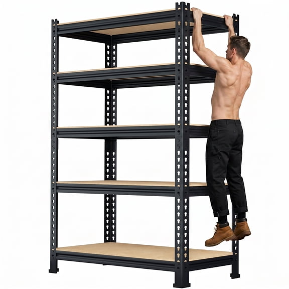 TrumanPick Storage Shelves Metal 5 Tier Garage Shelving Heavy Duty 28"W x 12 D x 59"H Adjustable Shelving Unit for Garage Utility Rack Shelf for Basement Pantry Closet