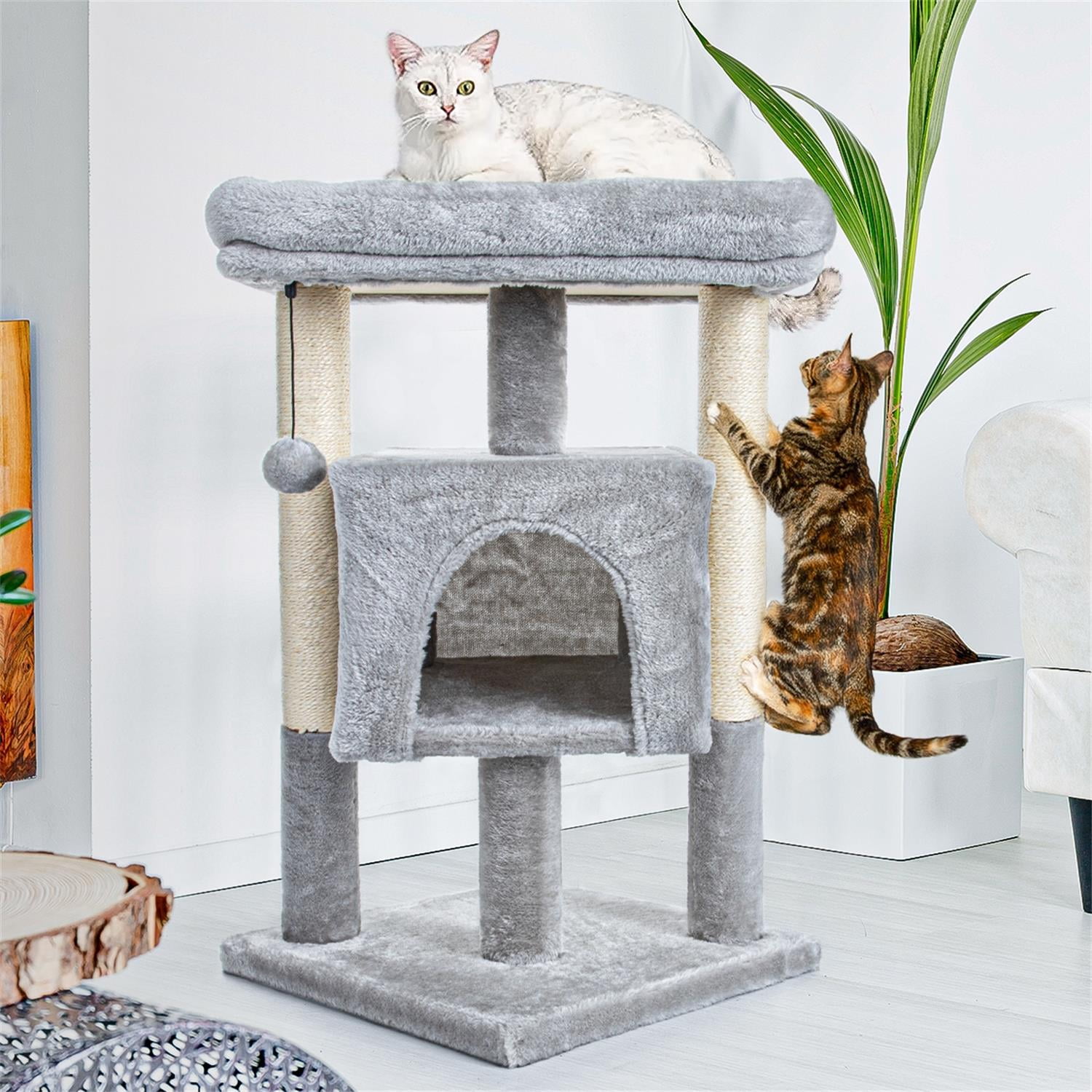 Pefilos Cat Tree Cat Houses for Outdoor Cats Cat Condo for Large Cats with Sisal Scratching Posts, Cat Nest for Indoor Cats Plush Perch, Cat Tower Furniture Cat Bed, Gray Pefilos Cat Tree Cat Houses for Outdoor Cats Cat Condo for Large Cats with Sisal Scratching Posts, Cat Nest for Indoor Cats Plush Perch, Cat Tower Furniture Cat Bed, Gray
