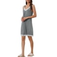 thumbnail image 4 of INSPIRE CHIC Women's Mother's Day Nightgown Lace Trim Modal Sleeveless Tank Nightshirt Lingerie S Grey, 4 of 5