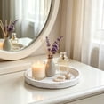 thumbnail image 4 of Round Wood Candle Tray, Rustic Farmhouse Candle Holder for Pillar & Tea Lights, Solid Wood Decorative Centerpiece for Coffee Table Kitchen Counter Living Room (White - 11.22in), 4 of 6