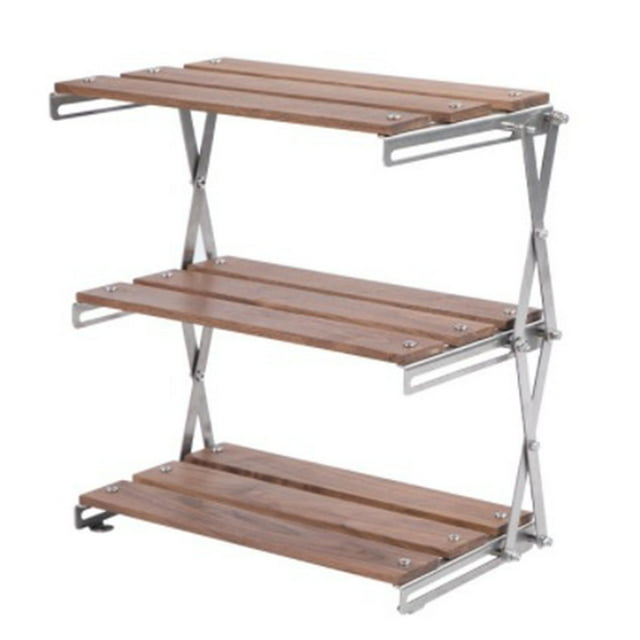 Estantes de niveles, estanterías de madera de 3 niveles, estantes de niveles plegables, almacenamiento en estantes, funcionalidad versátil