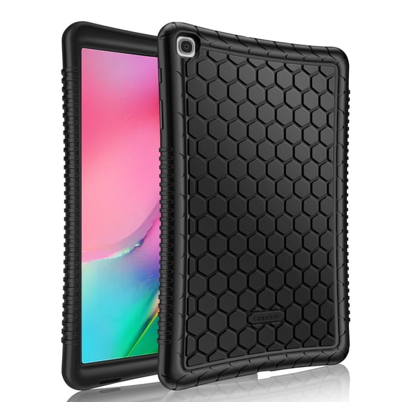 Fintie Silicone Case for Samsung Galaxy Tab A 10.1 2019 Model SM-T510/T515/T517, Honey Comb Series Kids Friendly Light Weight Shock Proof Protective Cover, Black
