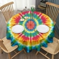 thumbnail image 3 of Rainbow Tie Dye Mandala Pattern Round Tablecloth 60"x60",Wrinkle Wipeable Table Cloth for Kitchen Dining Room Picnic Patio Party, 3 of 6