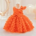 thumbnail image 4 of YONGHS Baby Girls 3D Butterfly Applique Sleeveless Bowknot Tutu Dress Wedding Pageant Party Gown Orange 12-18 Months, 4 of 7