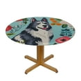 thumbnail image 3 of JEUXUS  Cute Alaskan Malamute Dog Puppy Rose Flowers Florals Print Tablecloth with Lace Trim Free Round Table Cover for Party Birthday Banquet Kitchen Dining Funny Tables Cloth, 3 of 7