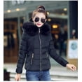 thumbnail image 5 of Cnbwig Warm Jackets for Women Hooded Coat Short Solid Color Padded Jacket Winter Warm Zipper Outdoor Thick Slim with Pocket Fashion Outwear Causal Coats A-Black L, 5 of 9