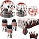 thumbnail image 1 of Xihbxyly Set para Fiesta de Terror de Halloween, Bandeja de Papel con Huellas de Manos, Vasos de Papel, Mantel, Decoraciones de Banderas, Temática Espeluznante, Perfecto para Halloween, Diseño Festiv, 1 of 1