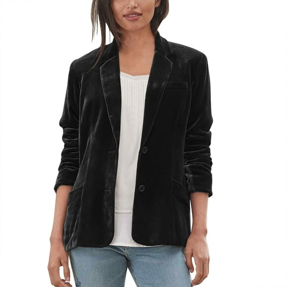 Baberdicy Blazer 2024 Women's Golden Velvet Solid Colour Fashion Casual Top Jacket Womens Blazer Black