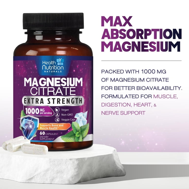 Citrate De Magnésium 833 Mg Par Capsule - Puissance élevée - Marque Fearathe