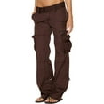 thumbnail image 1 of JUNWELL Pantalon Cargo Taille Basse pour Femmes avec Poches à Rabat Pantalon Décontracté de Randonnée et de Travail Pantalon Mode Urbaine Grande Taille, 1 of 6