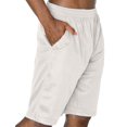 thumbnail image 4 of J. METHOD Men's Basketball Shorts Solid Plain Mesh Regular Fit Comfy Gym Workout Active Pants NEMP26 White L, 4 of 5