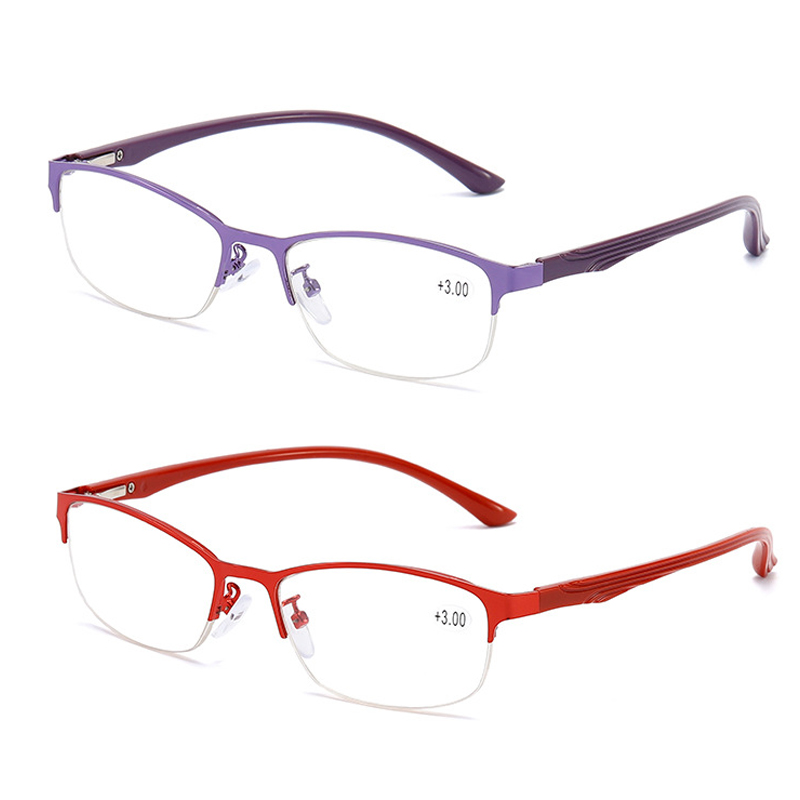 2 Pairs Mens Women Half Frame Reading Glasses Metal +TR90 Spring Hinge Readers