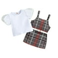 thumbnail image 1 of TZEWGL Short Sleeve Tops With Plaid Suspender Skirt Outfit 2Pcs Sets For Infant Cozy Outfit Set For Kids size, 1 of 8