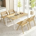 thumbnail image 4 of Costway Foldable Dining Chairs Set of 4 with Woven Rattan Backrest & Seat Rubber Wood Frame Natural, 4 of 8