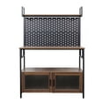 thumbnail image 4 of Walnut Finish Kitchen Baker'S Rack with 2 Glass Doors & Pegboard - 39" Utility Storage Shelf for Small Spaces, 4 of 10