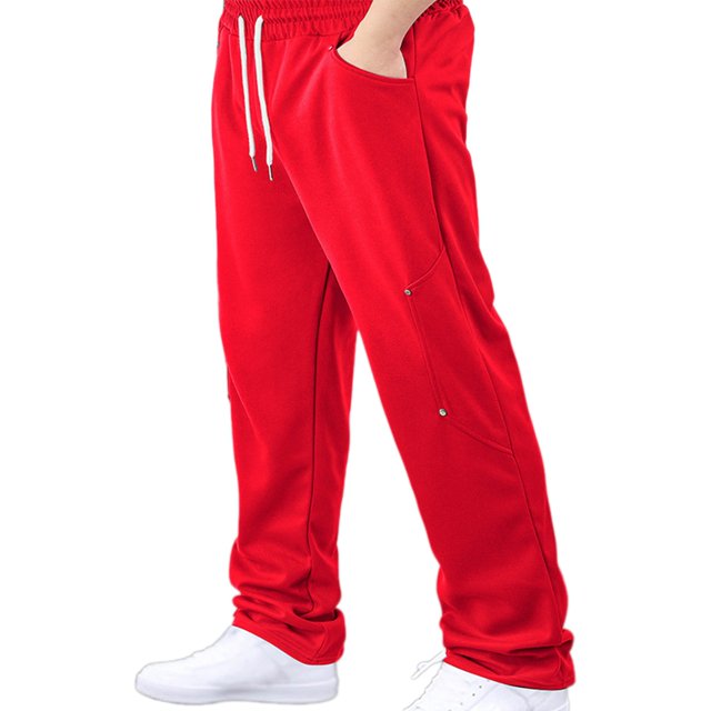 XDZJLR Mens Pants Casual Fashion Straight Solid Color Drawstring Trendy Leisure Comfortable Trousers