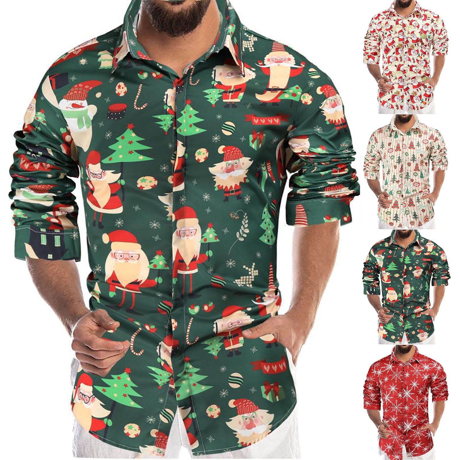 YMH Christmas Shirt Cute Cartoon Print 