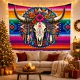 thumbnail image 3 of Bleached Animal Skull With Likely Bison Vertically, Spooky Gothic for Gothic Decor Fans, Dark Art Decor, Halloween Gift, Tapestry Wall Hanging for Bedroom and Dorm, 3 of 7