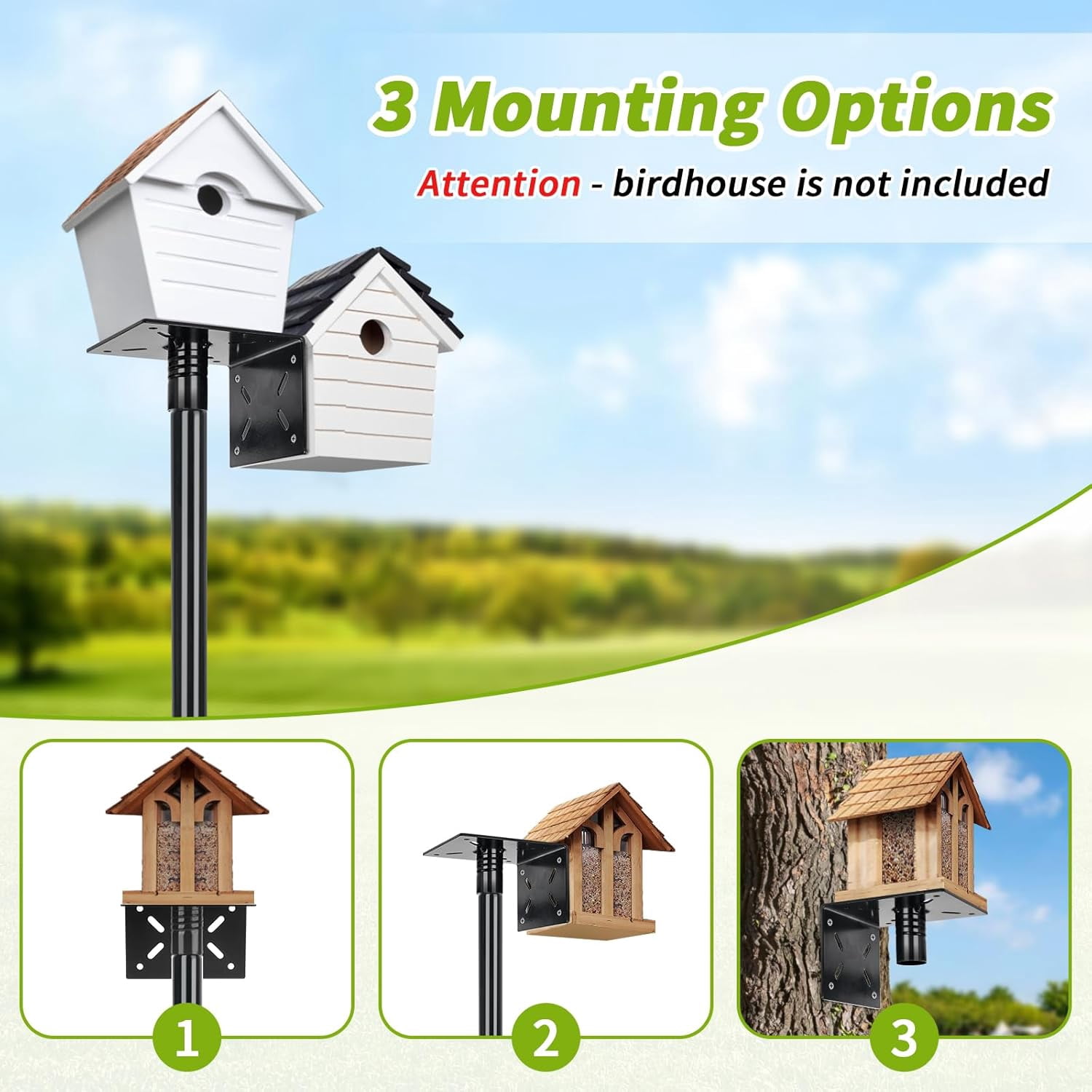 KOLAKO Bird House Pole, 76 inch Adjustable Bird Feeding Station, Heavy Duty Bird Feeders Stand for Outdoors Smart Birdhouse Weather Station Hanging