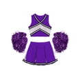 thumbnail image 3 of YIZYIF Cheer Leader Costume for Girls High School Cheerleading Uniforms Tank Top with Skirt Pompoms Outfit Set A Purple 10, 3 of 5