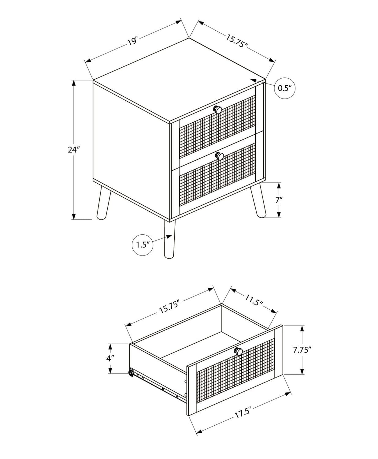 Monarch Specialties  Table D'appoint, Table D'appoint, Bout, Chambre À Coucher, Salon, Table De Nuit, Tiroir De Rangement, Stratifié Noyer, Moderne, Contemporain