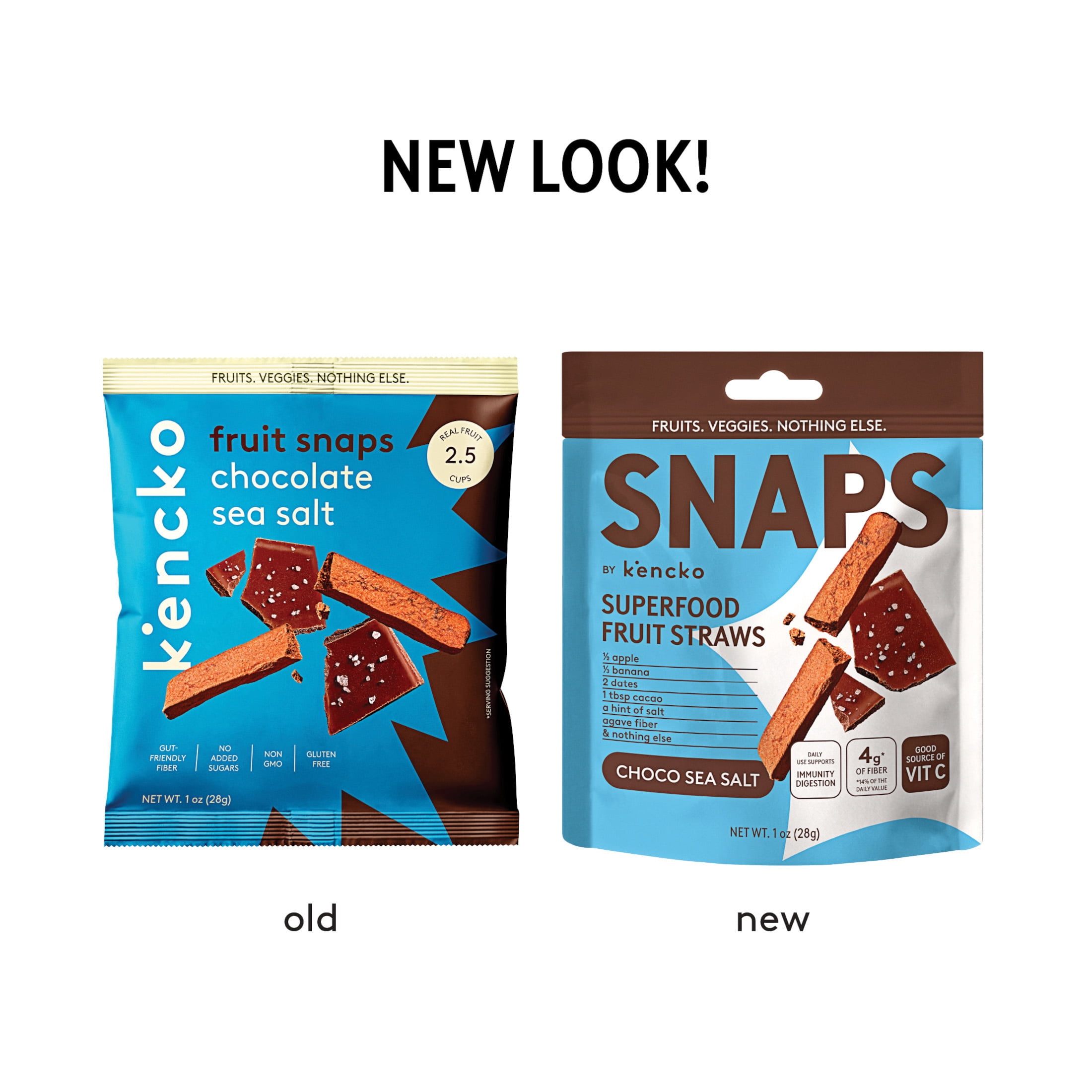 Kencko Chocolate Sea Salt Snaps, Superfood Fruit Straws, 1 oz Bag
