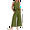 Military green, variant on Women'S Casual Sleeveless Pleated Round Neck Vest Wide Leg Cropped Pants Set Navy Blue S