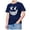 Dark Blue, variant on Girls T shirts Short Sleeve Crewneck Smile Face Print Graphic Tees Casual Loose Layering T-Shirts for Girls Size 8-9Y